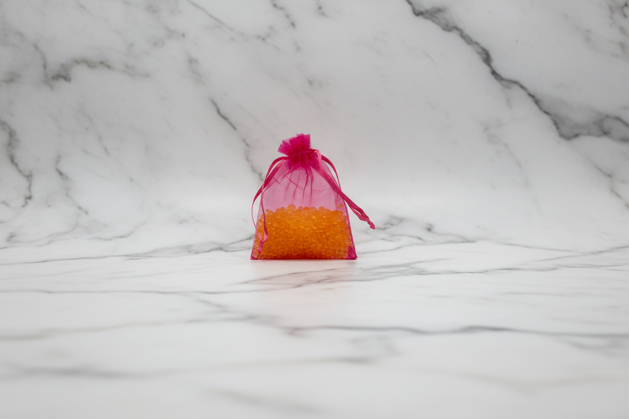 Orange Soda - Organza Sachet on Marble Redo